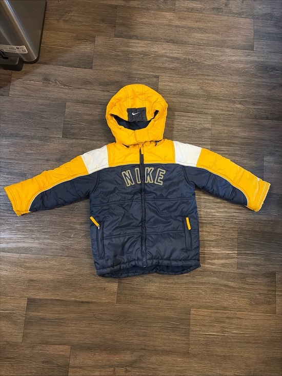 Nike Other - Y2K Nike Boys Winter Jacket Blue Yellow Hooded Puffy Synthetic Fill Quilted SZ 6